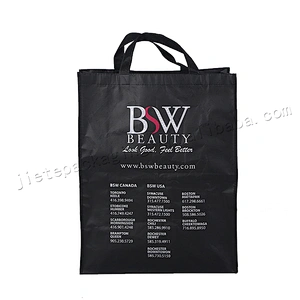 Black plastic non woven carry bag for shoes,clothes