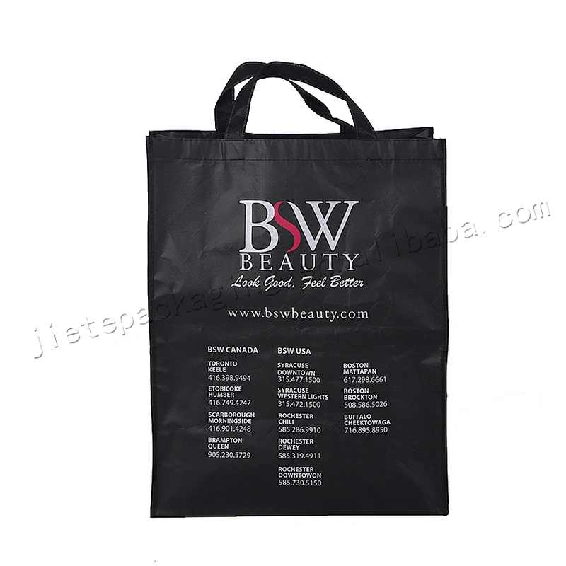 Black plastic non woven carry bag for shoes,clothes