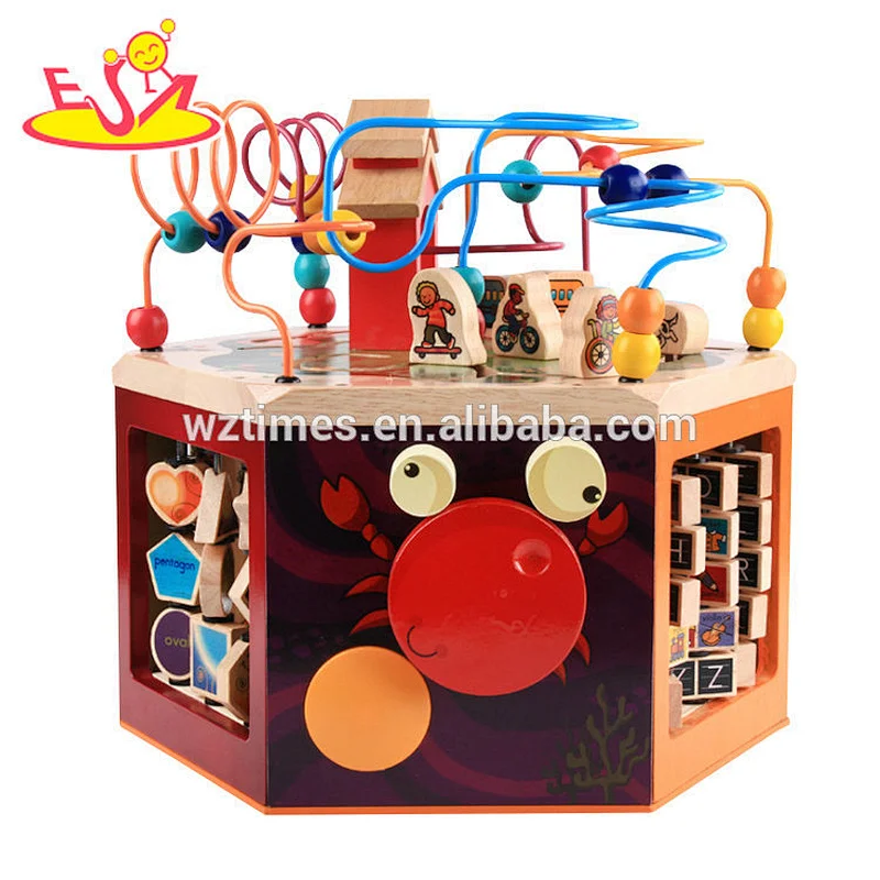 Wholesale fashion popular six sided wooden activity cube toy for children W11B160