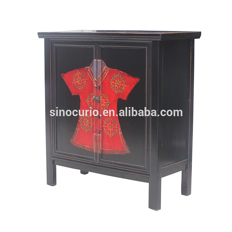 Chinese Distressed Painted Bedroom Antique Cabinet Armorie Wardrobe