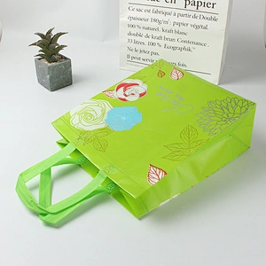 Green foldaway custom print big shopping bag