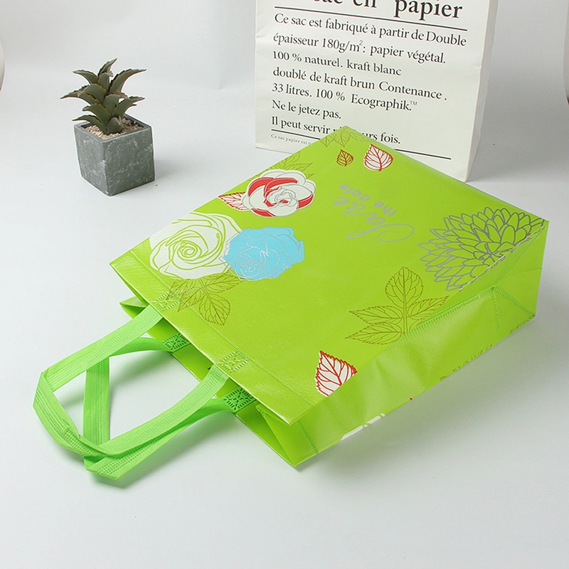 Green foldaway custom print big shopping bag