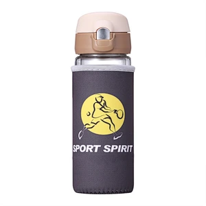 450 ml Bouncing Cover Glass Mug Reusable Cup Water Glass Bottle with Lid for Children Easy to Take