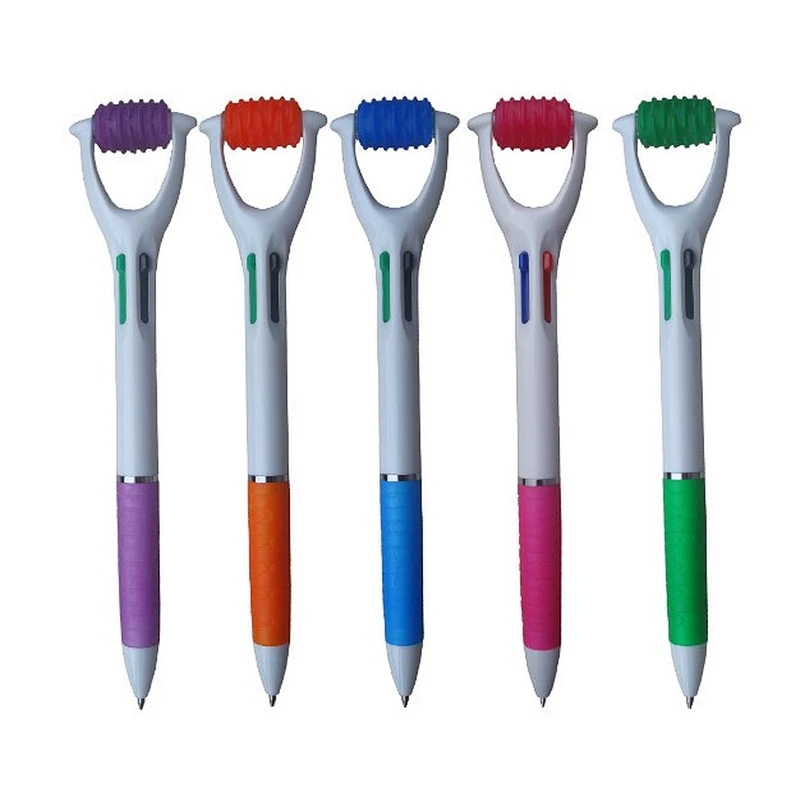 Four color ballpoint pen with roller massage function