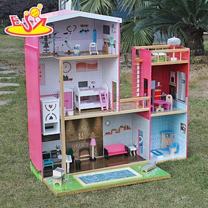 2018 New design girls uptown dollhouse modern size wooden uptown dollhouse wood uptown dollhouse with furniture W06A152