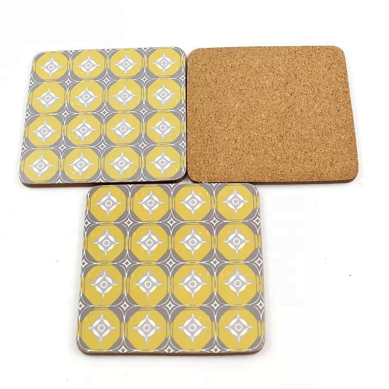 Promotional printing cork backed drink coasters MDF wooden craft coasters