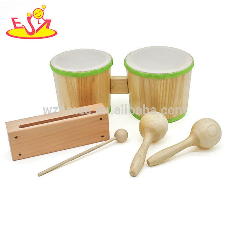 New hottest music toys wooden baby drum set for education W07A075