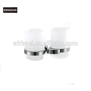 Wall Mounted Double Clear Glass Tooth Brush Cup Holder Bathroom Soap Dishes