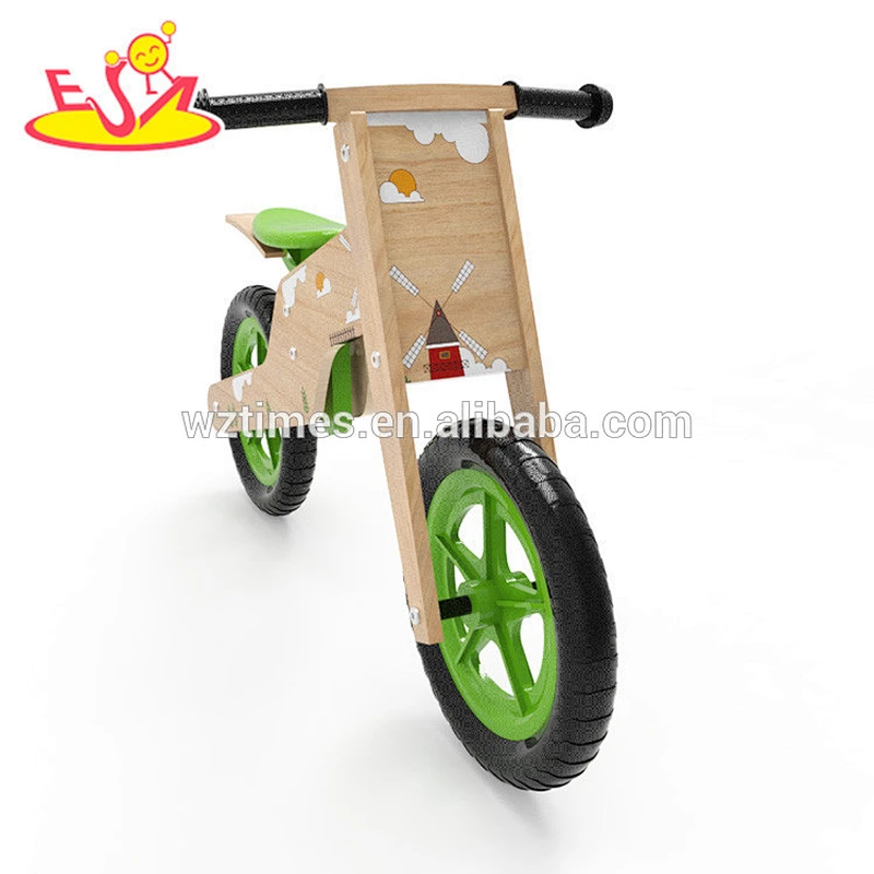 Wholesale cartoon style children wooden green balance bike best wooden green balance bike W16C184