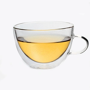 2018 Eco-Friendly double wall glass tea mug with handle