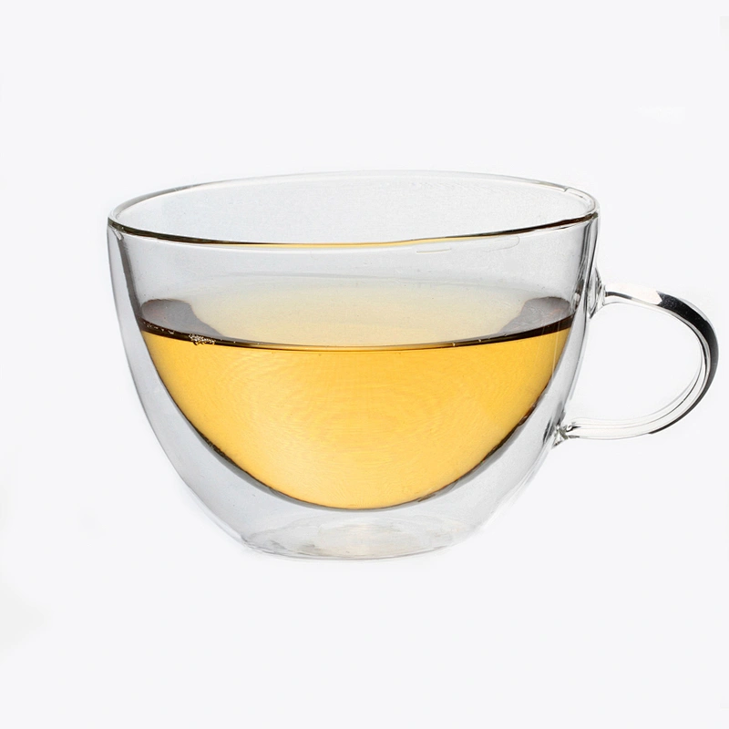 2018 Eco-Friendly double wall glass tea mug with handle