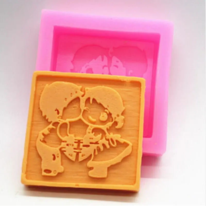 silicone mold couple double happiness Soap molds handmade wedding soap making molds