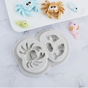 Ocean Series Crab and Fish fondant mold cake decorating tools DIY silicone mold PRZY