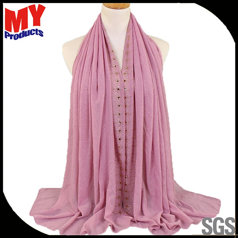 2019 New Style Women Luxury Belly Dance Hip Scarf Hijab Glitter Head Scarf For Muslim