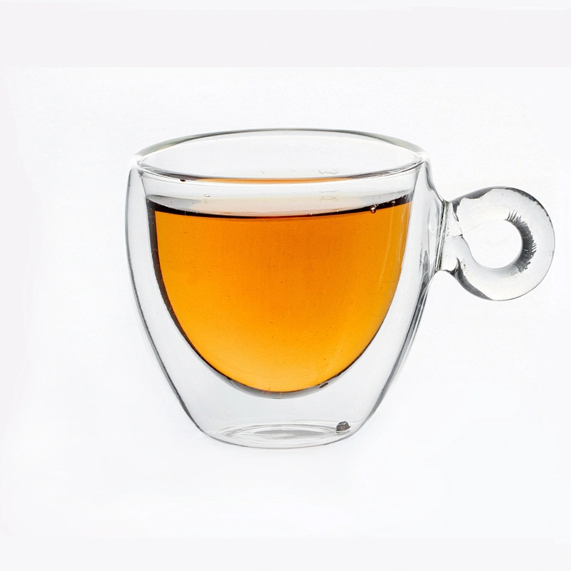2018 Eco-Friendly double wall glass tea mug with handle