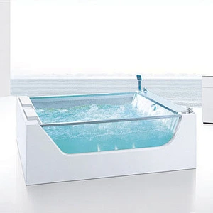 Japan Massage Glass 2 Person Bathtub Lazy Spa Hot Tub