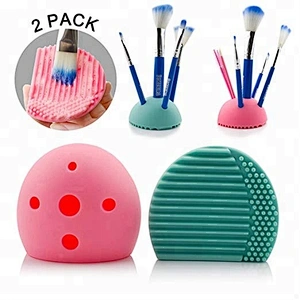 Half egg shape silicone makeup brush holder and silicone makeup brush cleaning mat