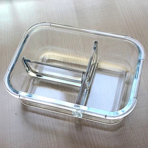 Rectangular Food Storage Container with Dividers and Locking Lid