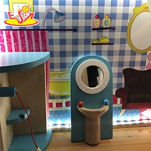 2019 New fashion girls big wooden dollhouse with lights W06A163D