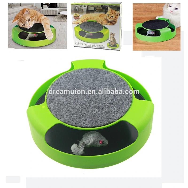 CAT KITTEN CATCH THE MOUSE PLUSH MOVING TOY SCRATCHING CLAW CARE MAT PLAY TOY
