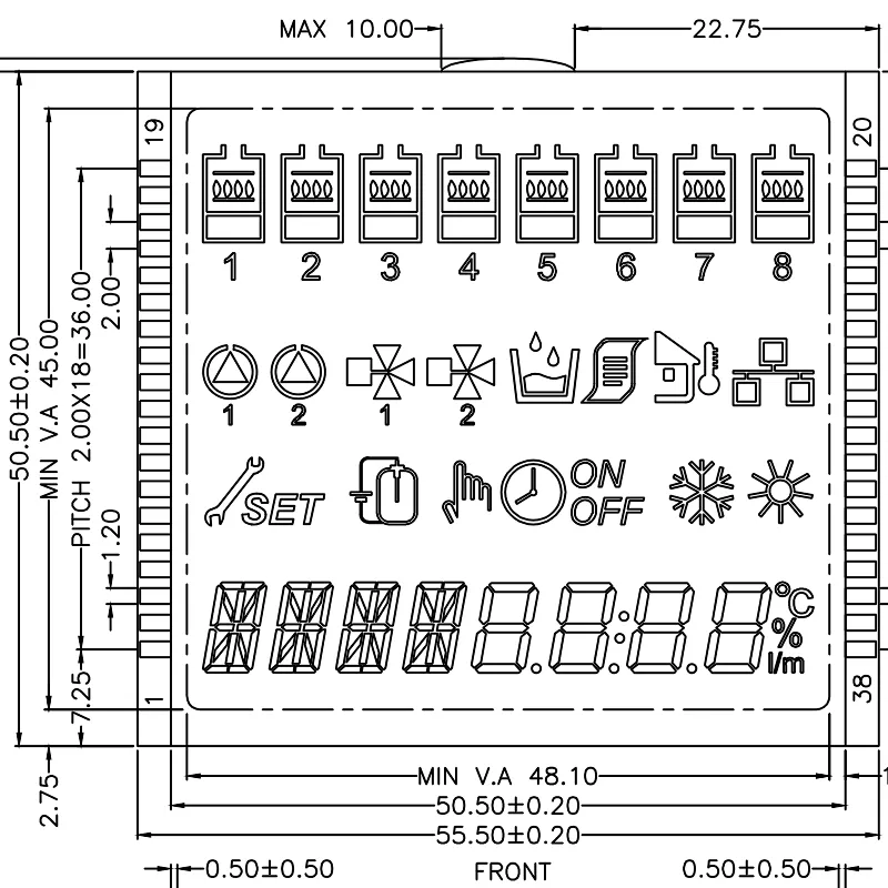 Flat Panel Segment LCD Screen TN LCD Display
