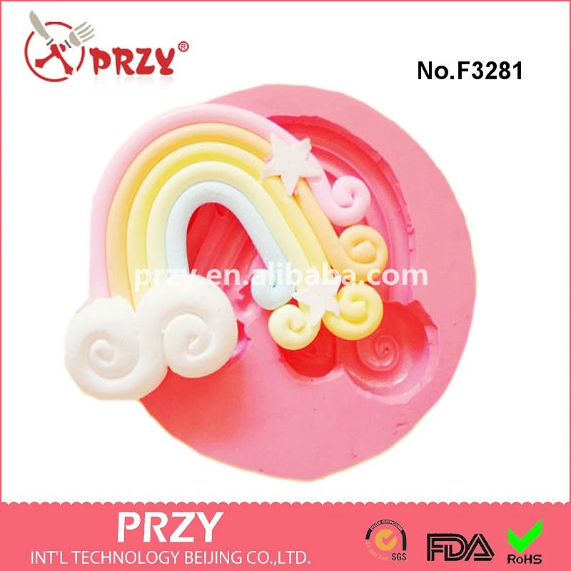 F3281 przy Rainbow with cloud and stars Silicone Rubber Flexible Food Safe Mold Mould