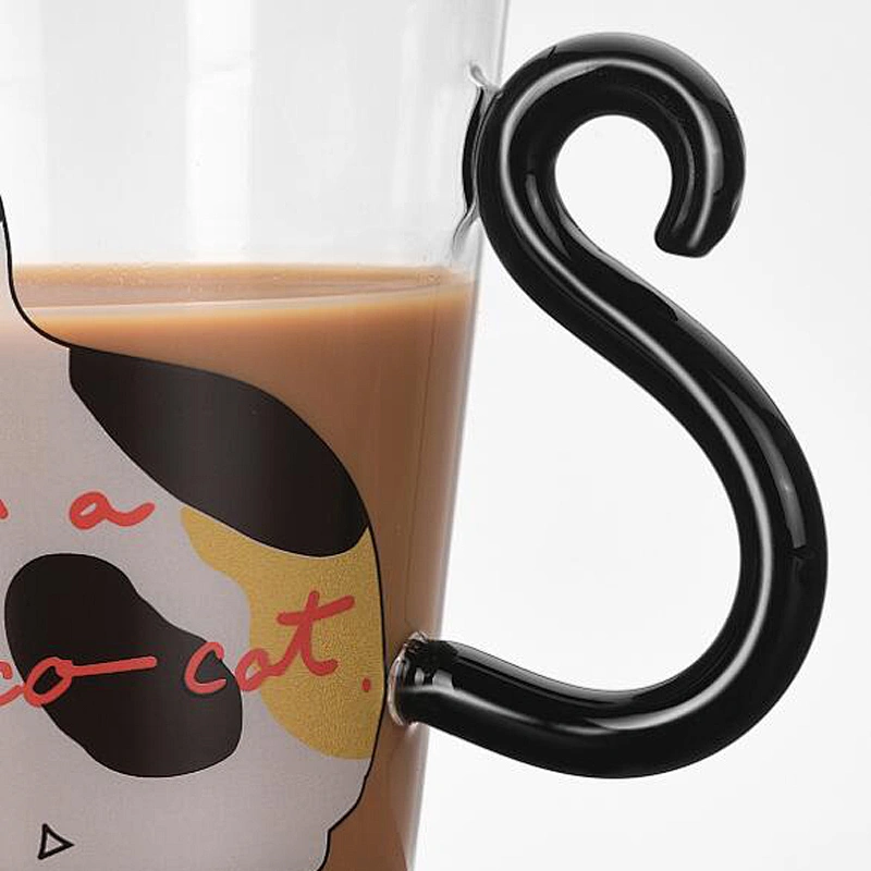 2019 creative design flower coffee cup adorable cat pattern small glass tea cups