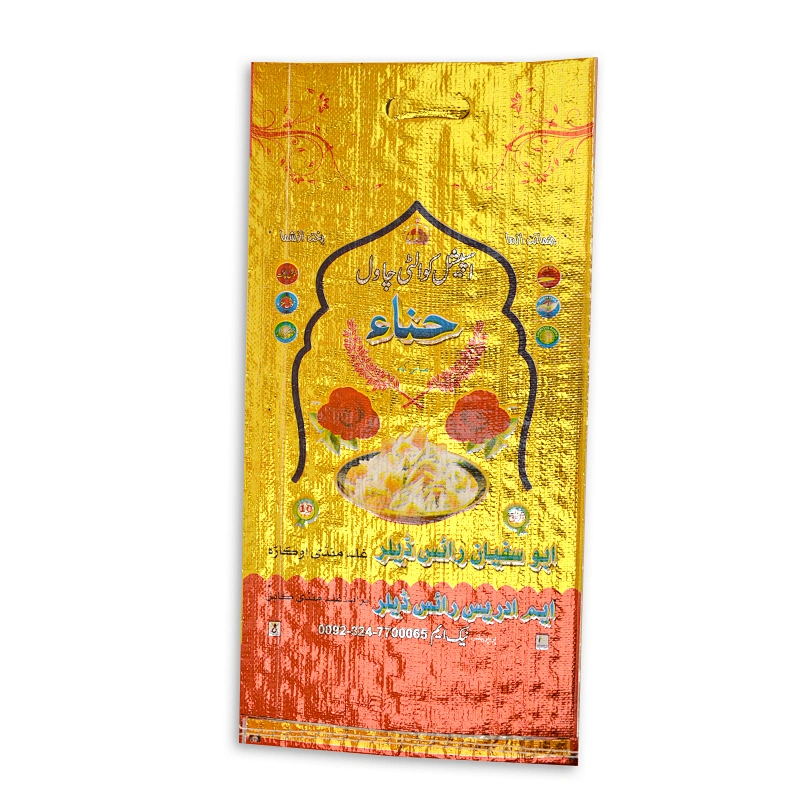 Custom pp woven laminated foil film pp woven rice bag 10kg