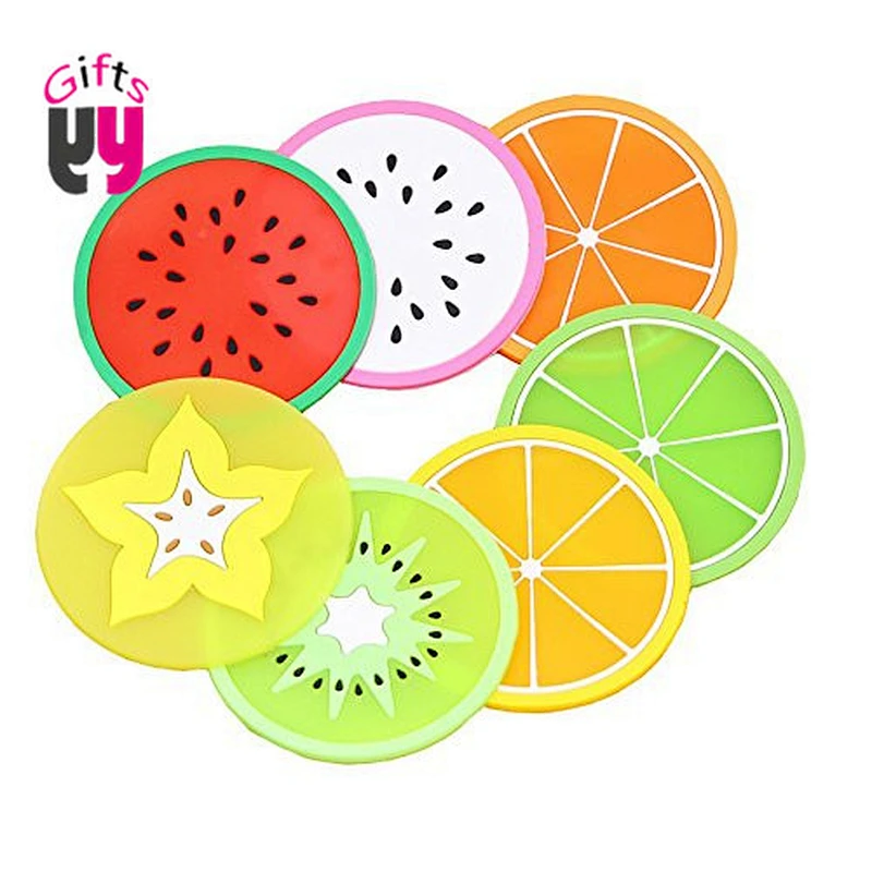 Fruit pattern round silicon coaster heat resistant mat