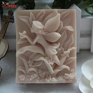 Silicone soap mold Flower fairy holding birds handmade soaps mould aroma stone molds silicone