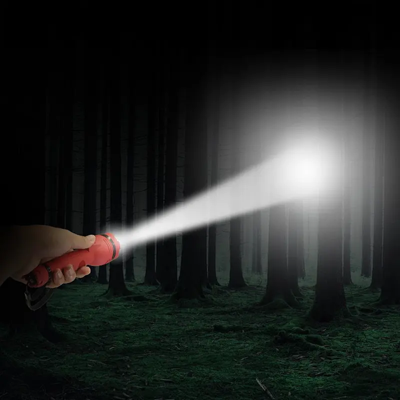 2018 Hot sale red TPR torch 1W 3LED 2AA battery  rubber light switches waterproof LED flashlight