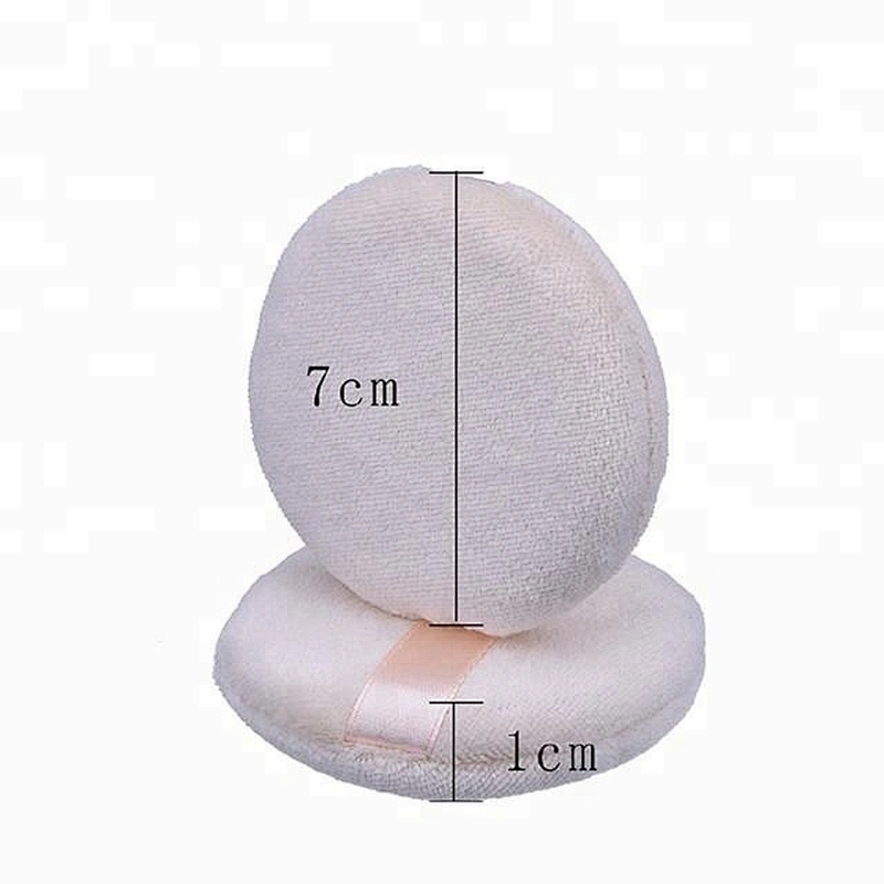 Customized Logo Makeup Blush Powder Puff With Silk Ribbon
