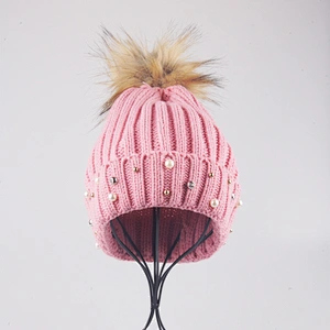 custom winter plush warm winter knitted beanie hat bling beanie hat