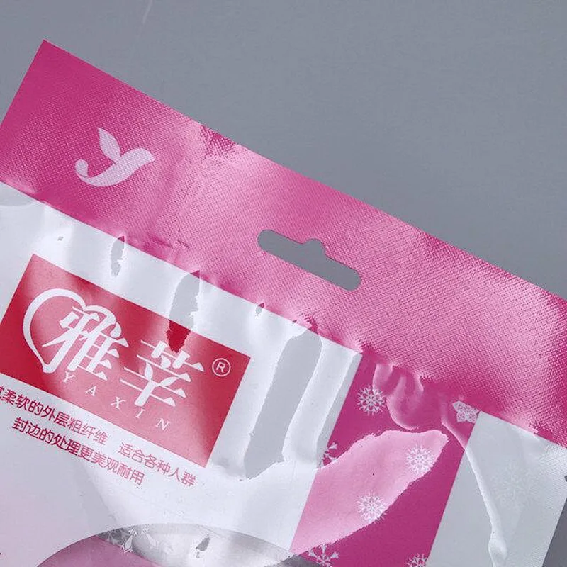 Pink and transparent PE bags are used to wrap the washcloth wholesale