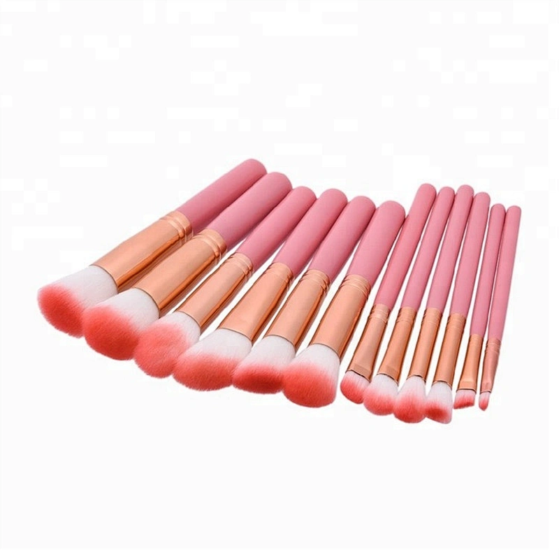 Custom Logo Synthetic Hair Wooden Handle 12pcs Makeup Brush Set Cosmetics