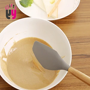 heat-resistant silicone kitchen tool set with wooden handle