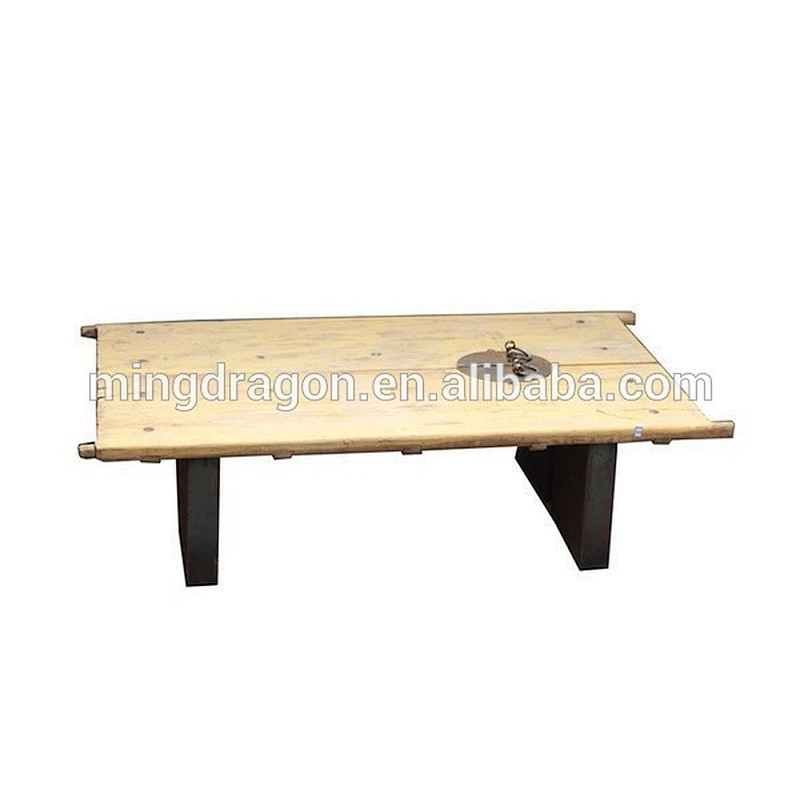 Chinese antique wood door top coffee table