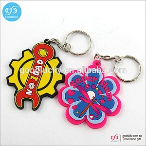 New design custom 3d cartoon plastic rubber key ring pvc keychain