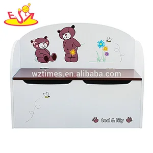 New design cartoon wooden toy chest bench for children W08C155
