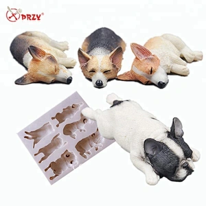 Sleeping Puppy fondant cake decorating mould Corky Fighting Cat Fondant silicone Mold DIY Chocolate molds