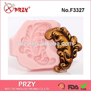 F3327 Silicone Mold Feather Plume Barking Mold Fondant Chocolate Candy Mold