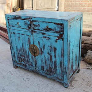 Chinese Antique Shanxi Old Pine for kitchen Sideboard reclaimed wood blue color two door two drawer chinese antique sideboard