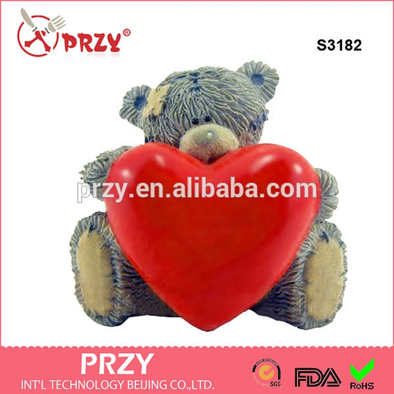S3182 3d Soap Teddy Bear with Big Heart 3d Souvenir Soap Mold 3d Silicone Soap Mold Teddy Bear Gift for Girlfriend Teddy Bear