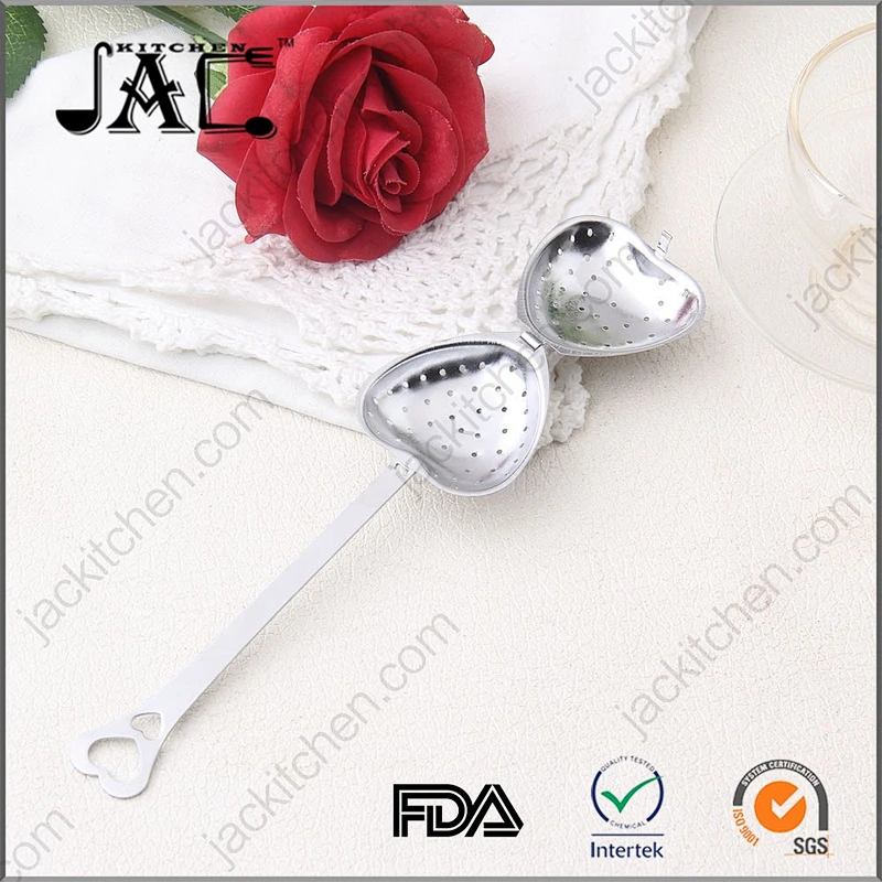 Tea Filter Long Grip Heart Shaped Tea Strainer
