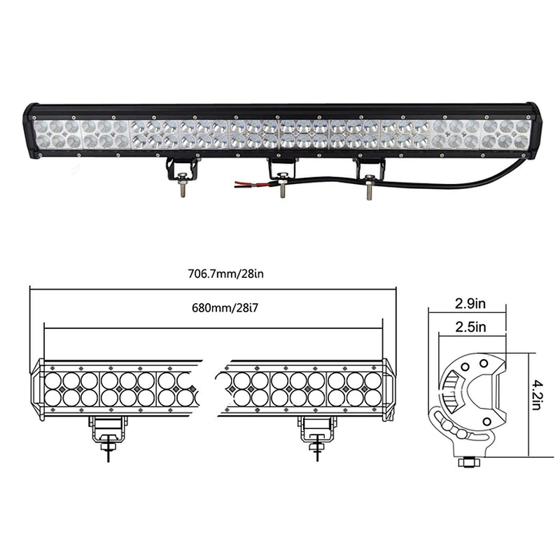 180w 72w 120w 240w 288w 300w 126W Led Light Bars