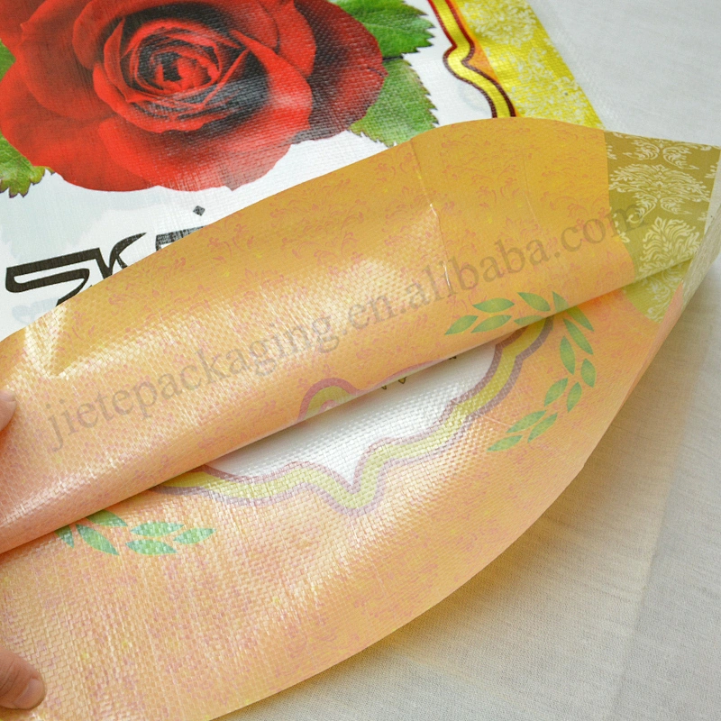 High quality gold printing plastic pouch pp woven basmati rice bag 25kg 50kg packaging sack
