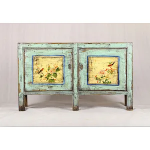 Chinese wooden antique painted rustic sideboard cabinet furniture for dining room