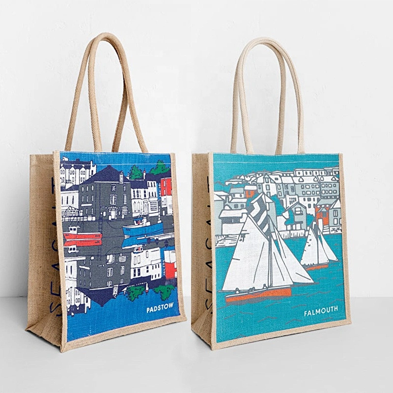 Eco friendly Jute tote shopping burlap bags custom grocery bag wholesale