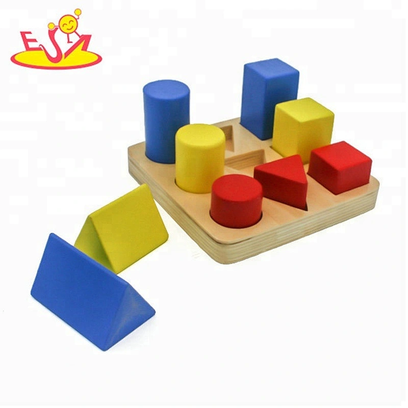 High quality baby teaching aids wooden montessori cylinder blocks for 3+ ages W14G007
