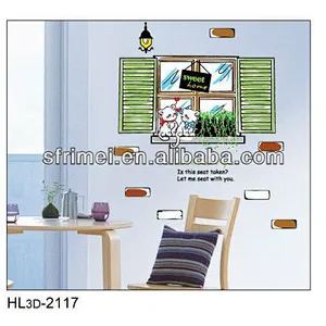 Two Lovely Cat Sweet Wall Stickers House Decal KW- HL3d-2117